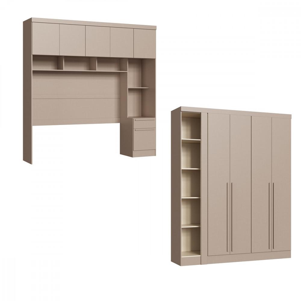 Quarto Modulado Casal 10 Portas 3 Gavetas Infinity Móveis Castro - 2