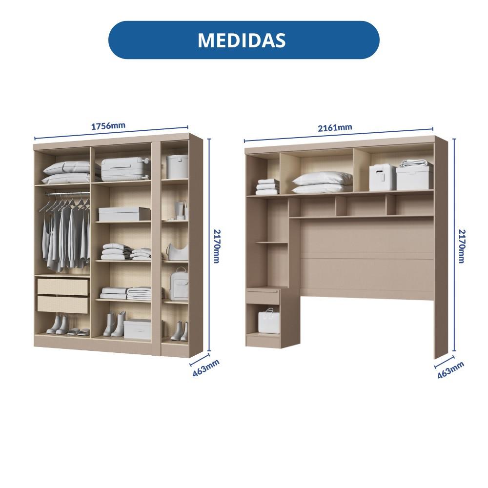 Quarto Modulado Casal 10 Portas 3 Gavetas Infinity Móveis Castro - 3