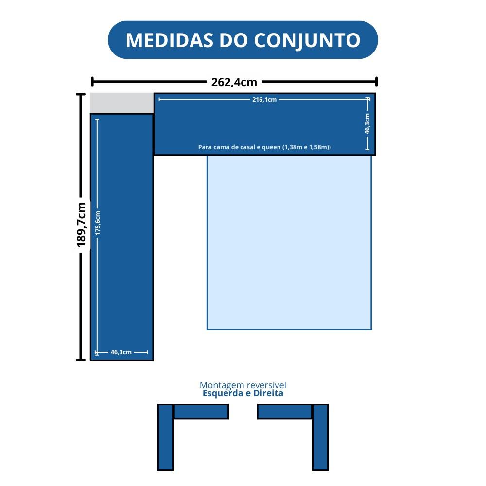 Quarto Modulado Casal 10 Portas 3 Gavetas Infinity Móveis Castro - 4