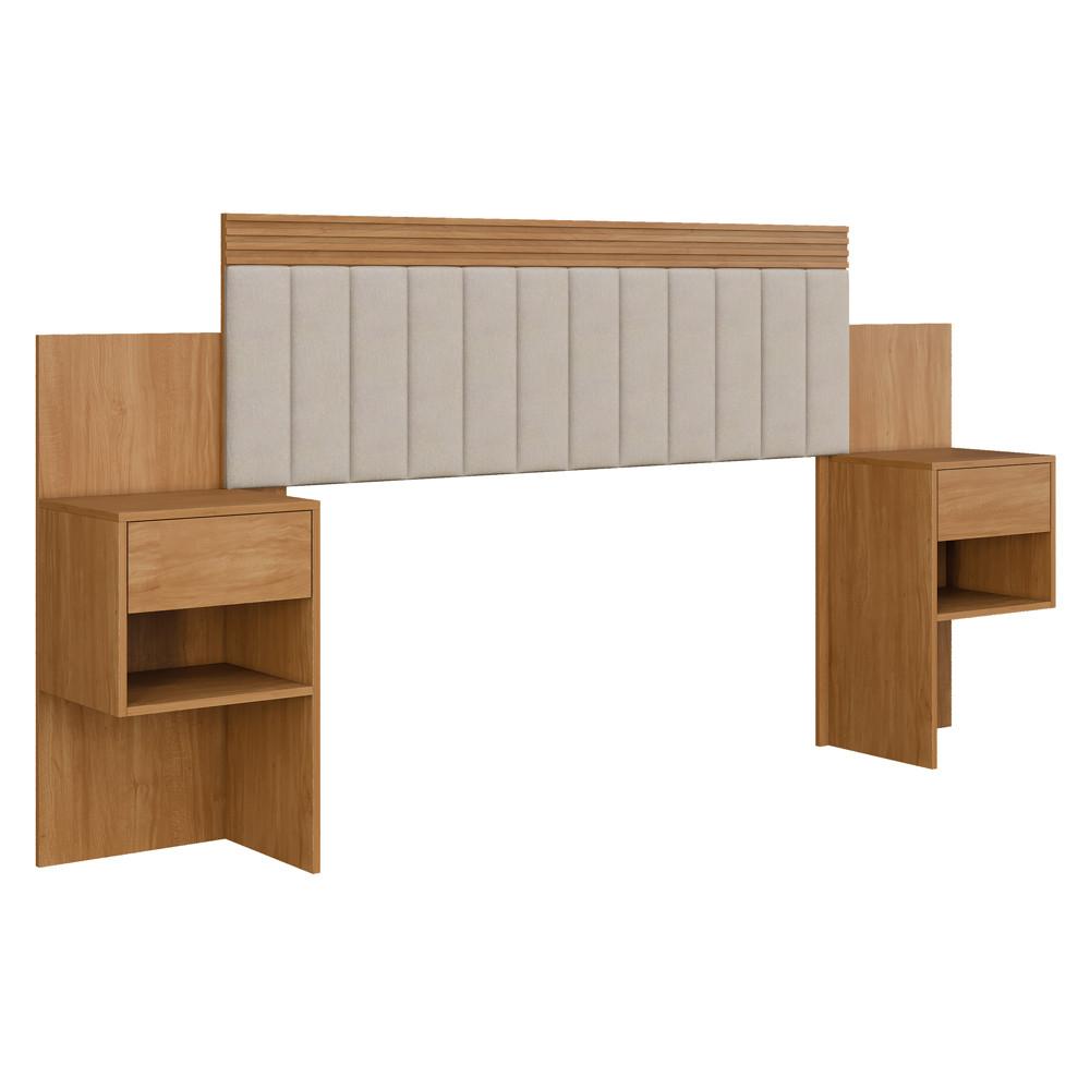 Cabeceira Estofada Extensível com 2 Mesas de Cabeceira Linho Master Benetil - 2