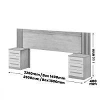 Cabeceira Ripada Extensível com 2 Mesas de Cabeceira Valência Benetil - 3