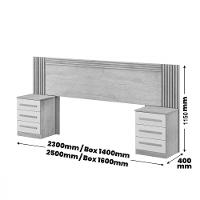 Cabeceira Ripada Extensível com 2 Mesas de Cabeceira Valência Benetil - 3