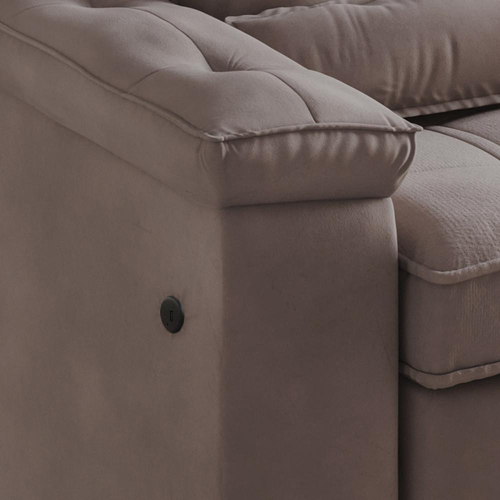 Sofá 4 Lugares Retrátil Reclinável 252cm USB Veludo Ilheus Bexs Estofados - 4