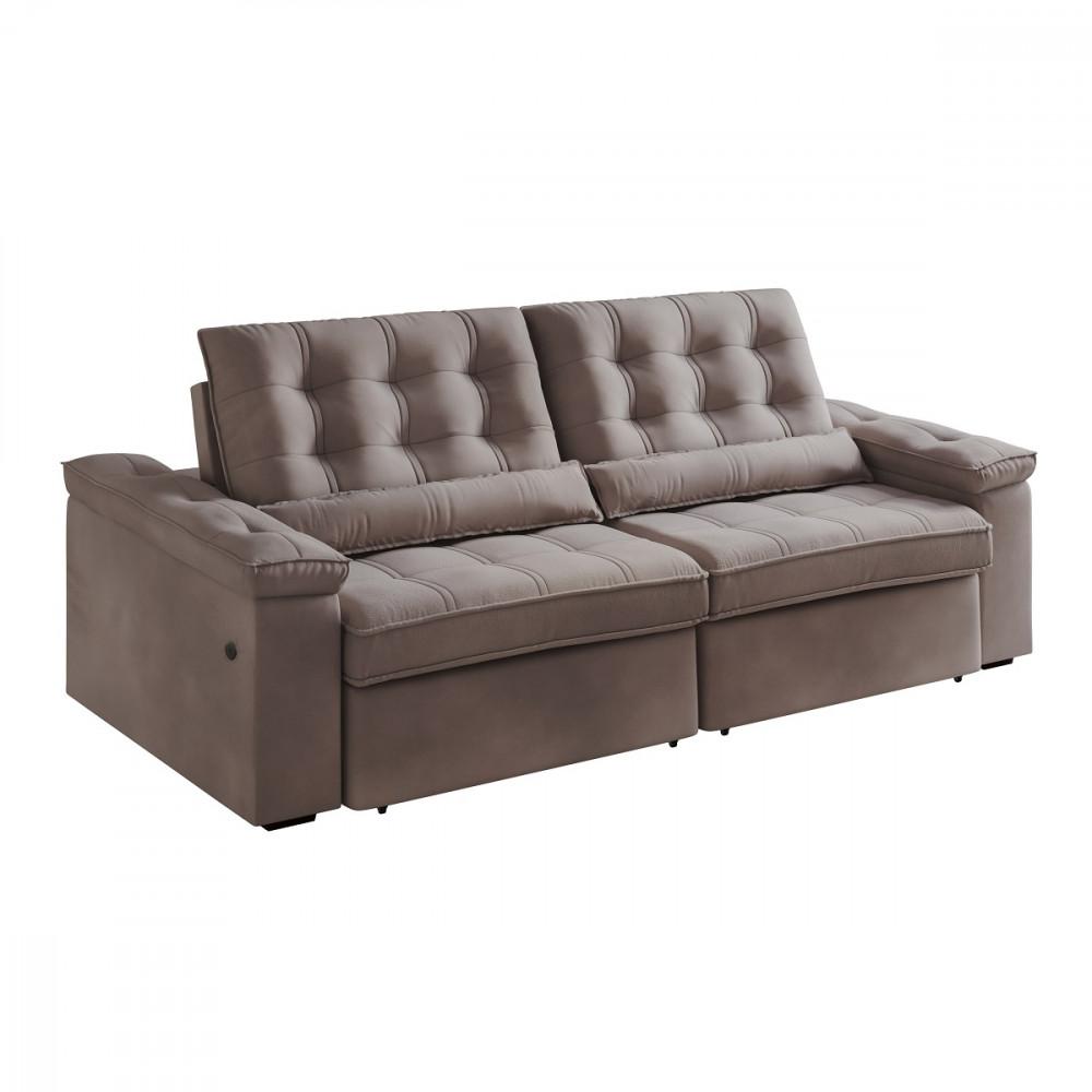 Sofá 4 Lugares Retrátil Reclinável 252cm USB Veludo Ilheus Bexs Estofados - 5