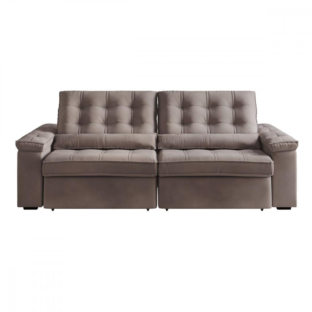 Sofá 4 Lugares Retrátil Reclinável 252cm USB Veludo Ilheus Bexs Estofados - 7