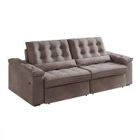 Sofá 4 Lugares Retrátil Reclinável 252cm USB Veludo Ilheus Bexs Estofados - 5