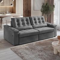 Sofá 4 Lugares Retrátil Reclinável 252cm USB Veludo Ilheus Bexs Estofados - 1