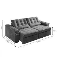 Sofá 4 Lugares Retrátil Reclinável 252cm USB Veludo Ilheus Bexs Estofados