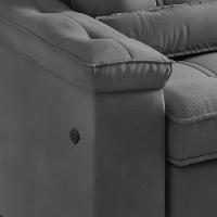 Sofá 4 Lugares Retrátil Reclinável 252cm USB Veludo Ilheus Bexs Estofados - 5