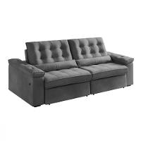 Sofá 4 Lugares Retrátil Reclinável 252cm USB Veludo Ilheus Bexs Estofados - 7