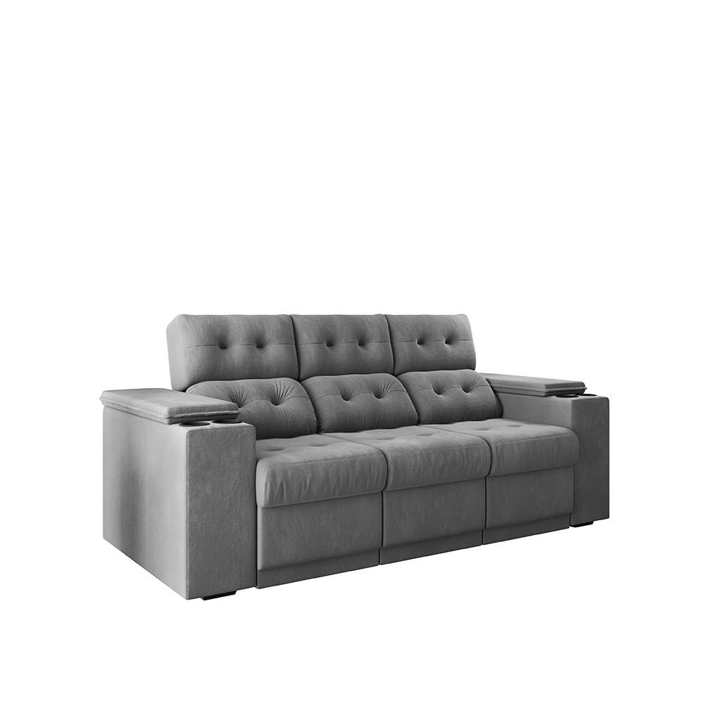 Sofá 3 Lugares Retrátil 210cm Suede Frankfurt Flash Estofados - 2