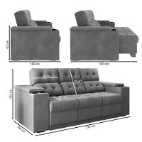 Sofá 3 Lugares Retrátil 210cm Suede Frankfurt Flash Estofados