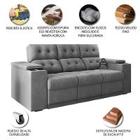 Sofá 3 Lugares Retrátil 210cm Suede Frankfurt Flash Estofados - 5