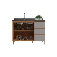 Balcão 2 Portas 3 Gavetas sem Pia Em MDF Florença Móveis Sul - 2