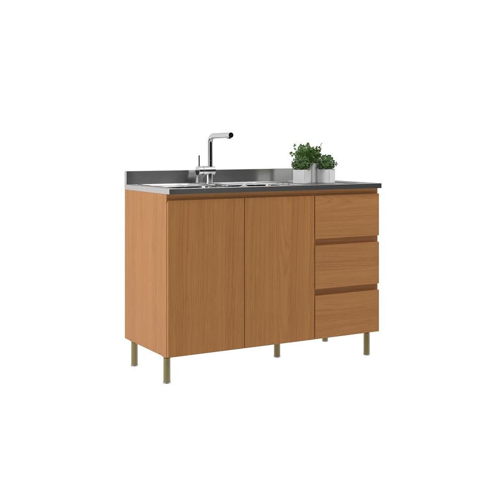 Balcão 2 Portas 3 Gavetas sem Pia Em MDF Florença Móveis Sul - 1