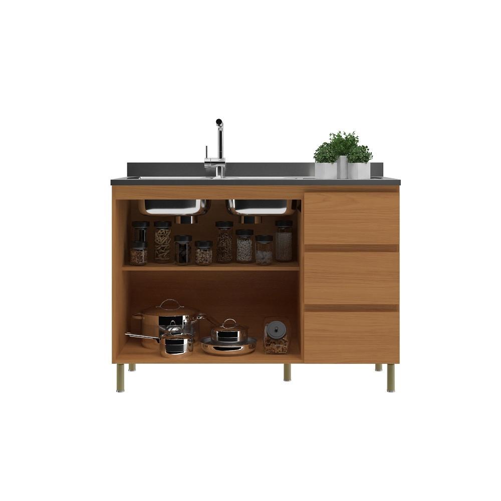 Balcão 2 Portas 3 Gavetas sem Pia Em MDF Florença Móveis Sul - 2