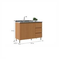 Balcão 2 Portas 3 Gavetas sem Pia Em MDF Florença Móveis Sul - 3