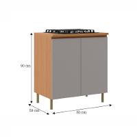 Balcão para Cooktop 4 Bocas 2 Portas Em MDF Florença Móveis Sul - 3