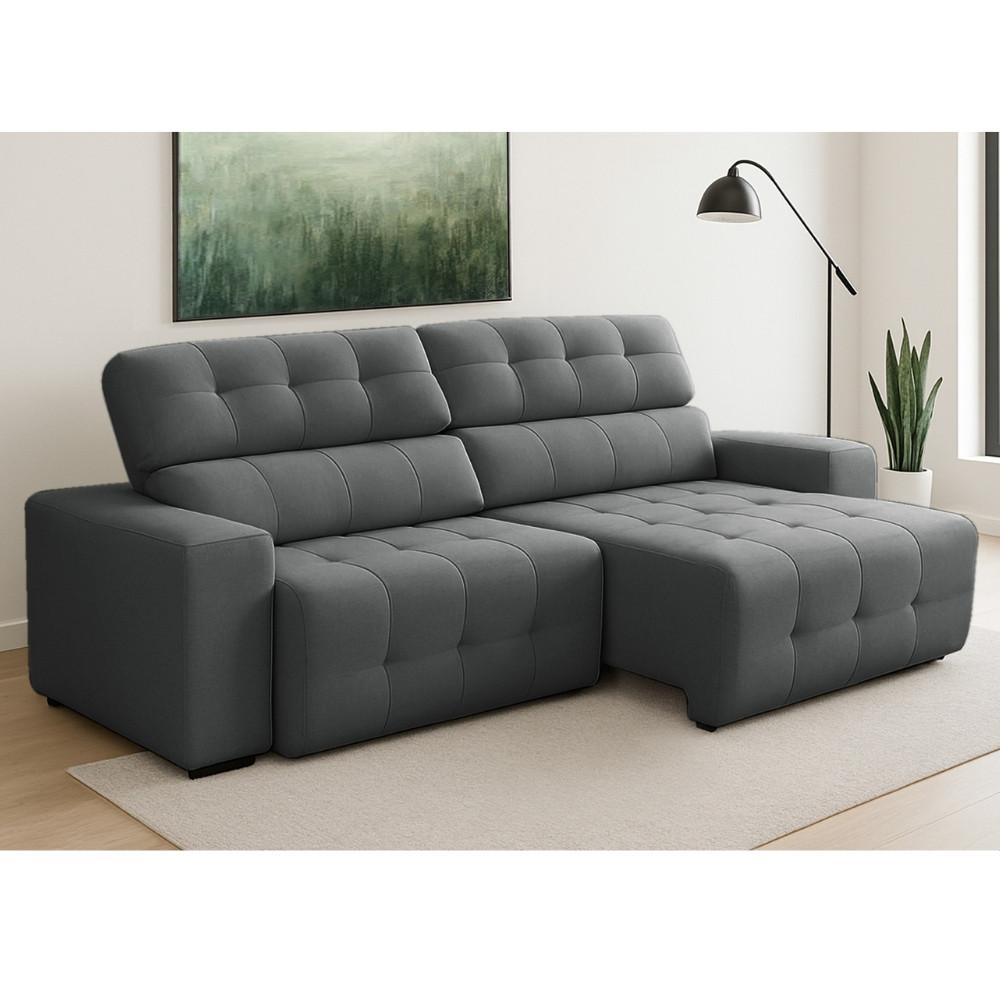 Sofá 3 Lugares Retrátil Reclinável 230cm Veludo Atualle Ferguile - 1