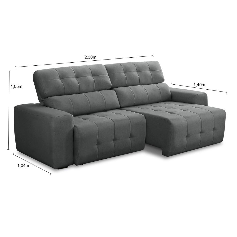 Sofá 3 Lugares Retrátil Reclinável 230cm Veludo Atualle Ferguile - 4