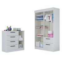 Quarto Infantil Guarda Roupa 4 Portas 2 Gavetas e Cômoda 4 Gavetas 1 Porta Loly Poquema - 3