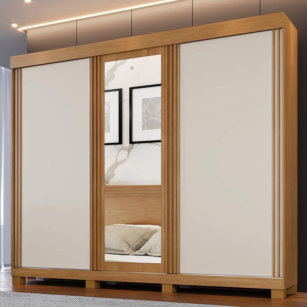 Guarda Roupa Casal Flex com Espelho 3 Portas e Pés Siena Benetil - 1