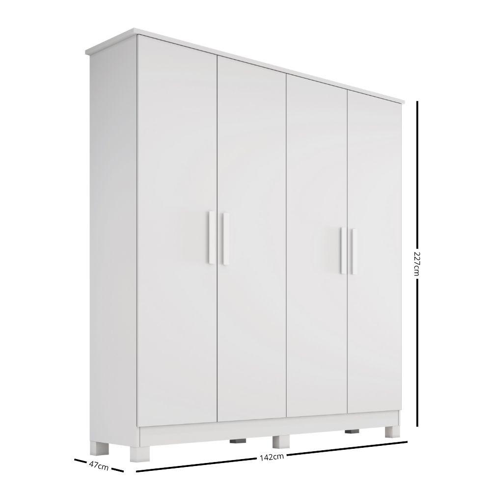 Guarda Roupa Solteiro 4 Portas com Pés em MDF Nina Bianchi - 4