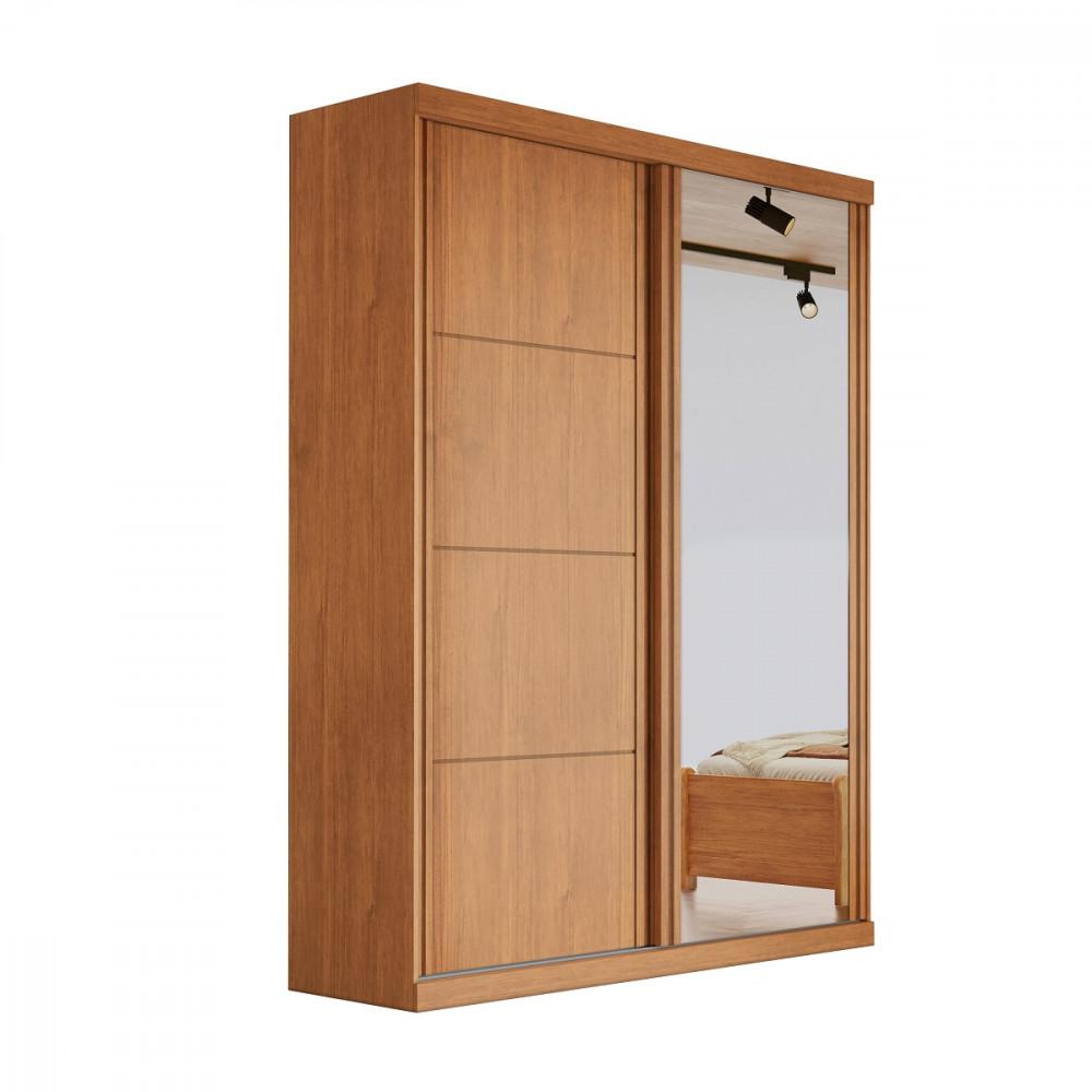 Guarda Roupa Solteiro com Espelho 2 Portas de Correr em MDF Buzios Bianchi - 2