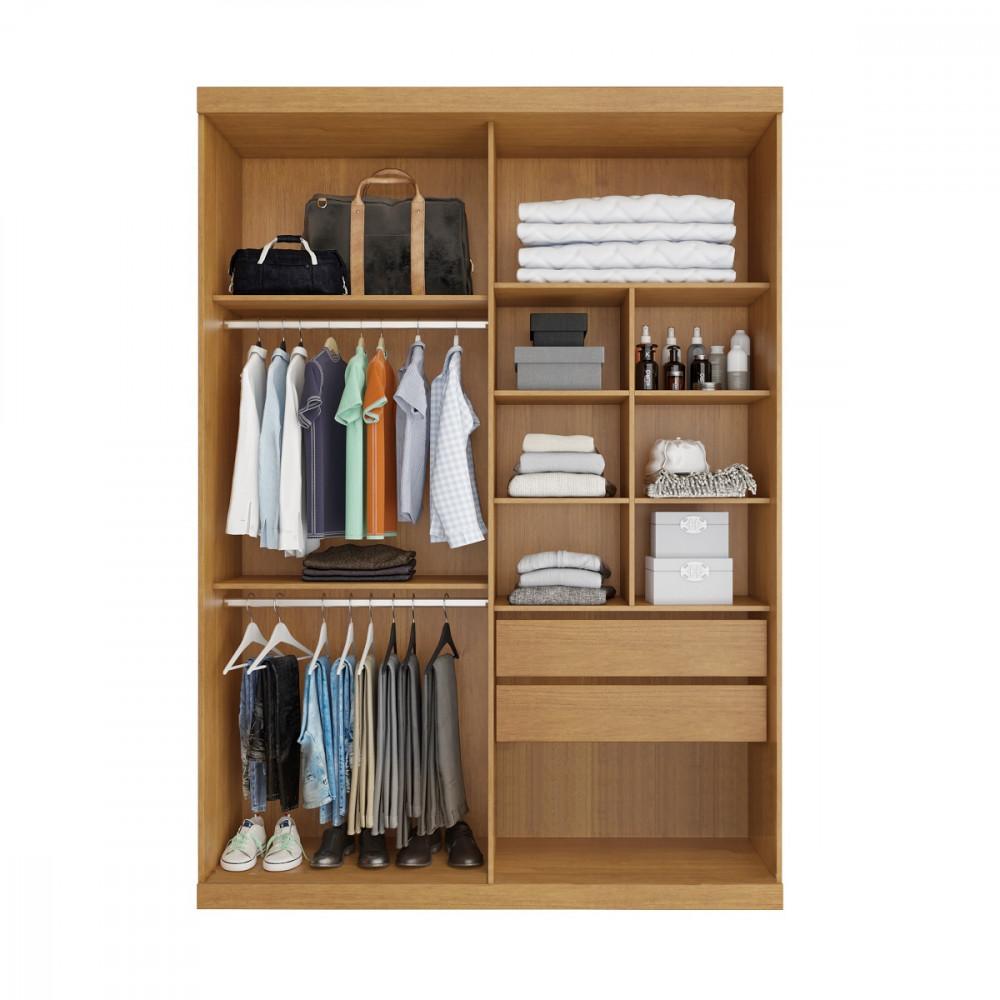 Guarda Roupa Solteiro com Espelho 2 Portas de Correr em MDF Buzios Bianchi - 3