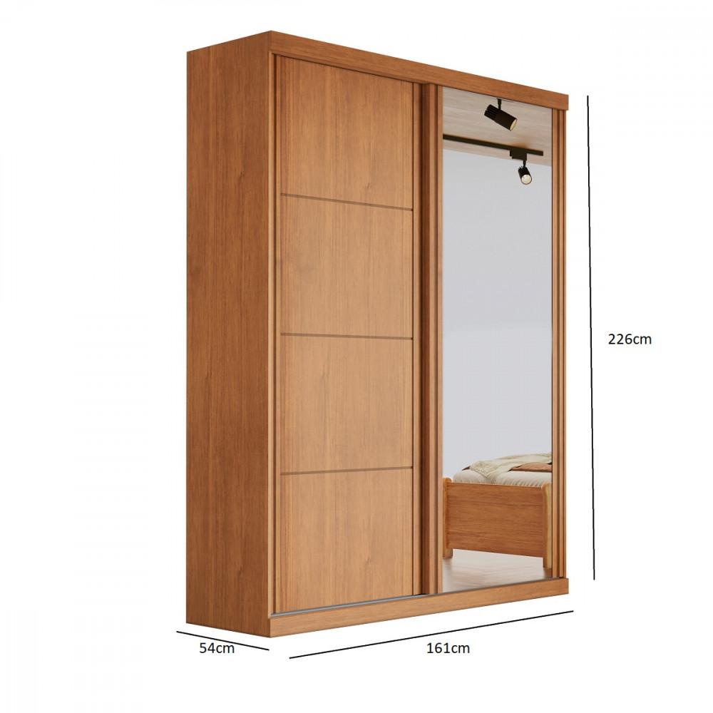 Guarda Roupa Solteiro com Espelho 2 Portas de Correr em MDF Buzios Bianchi - 4