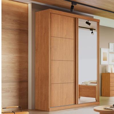 Guarda Roupa Solteiro com Espelho 2 Portas de Correr em MDF Buzios Bianchi