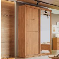 Guarda Roupa Solteiro com Espelho 2 Portas de Correr em MDF Buzios Bianchi - 1