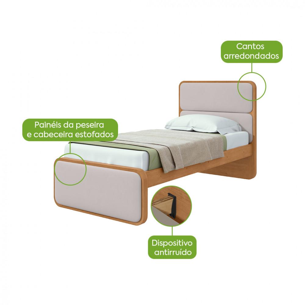 Cama Solteiro 90cm em MDF Loop Lopas - 4