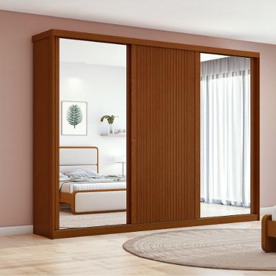 Guarda Roupa Casal Flex Ripado Espelho 3 Portas de Correr MDF Ollie Lopas