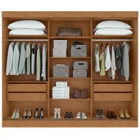 Guarda Roupa Casal Flex Ripado Espelho 3 Portas de Correr MDF Ollie Lopas - 3