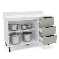 Balcão 2 Portas 3 Gavetas com Tampo Meena Politorno Moveis - 2