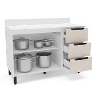 Balcão 2 Portas 3 Gavetas com Tampo Meena Politorno Moveis - 2