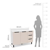 Balcão 2 Portas 3 Gavetas com Tampo Meena Politorno Moveis - 3