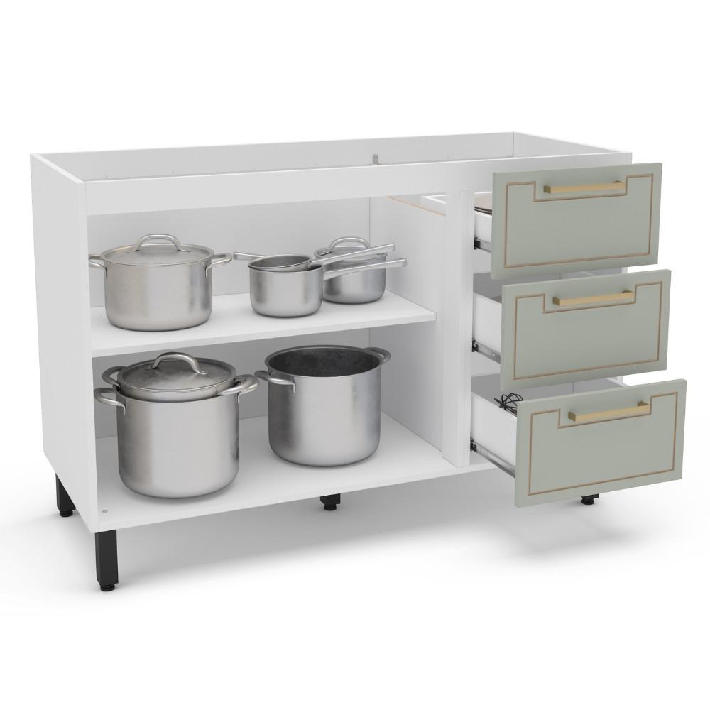 Balcão 2 Portas 3 Gavetas sem Tampo Amara Politorno Moveis - 2