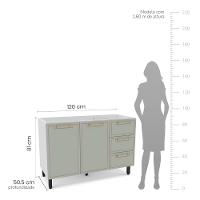 Balcão 2 Portas 3 Gavetas sem Tampo Amara Politorno Moveis - 3