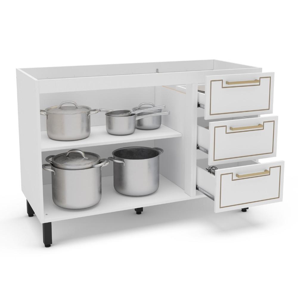 Balcão 2 Portas 3 Gavetas sem Tampo Amara Politorno Moveis - 2