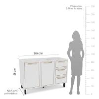 Balcão 2 Portas 3 Gavetas sem Tampo Amara Politorno Moveis - 3