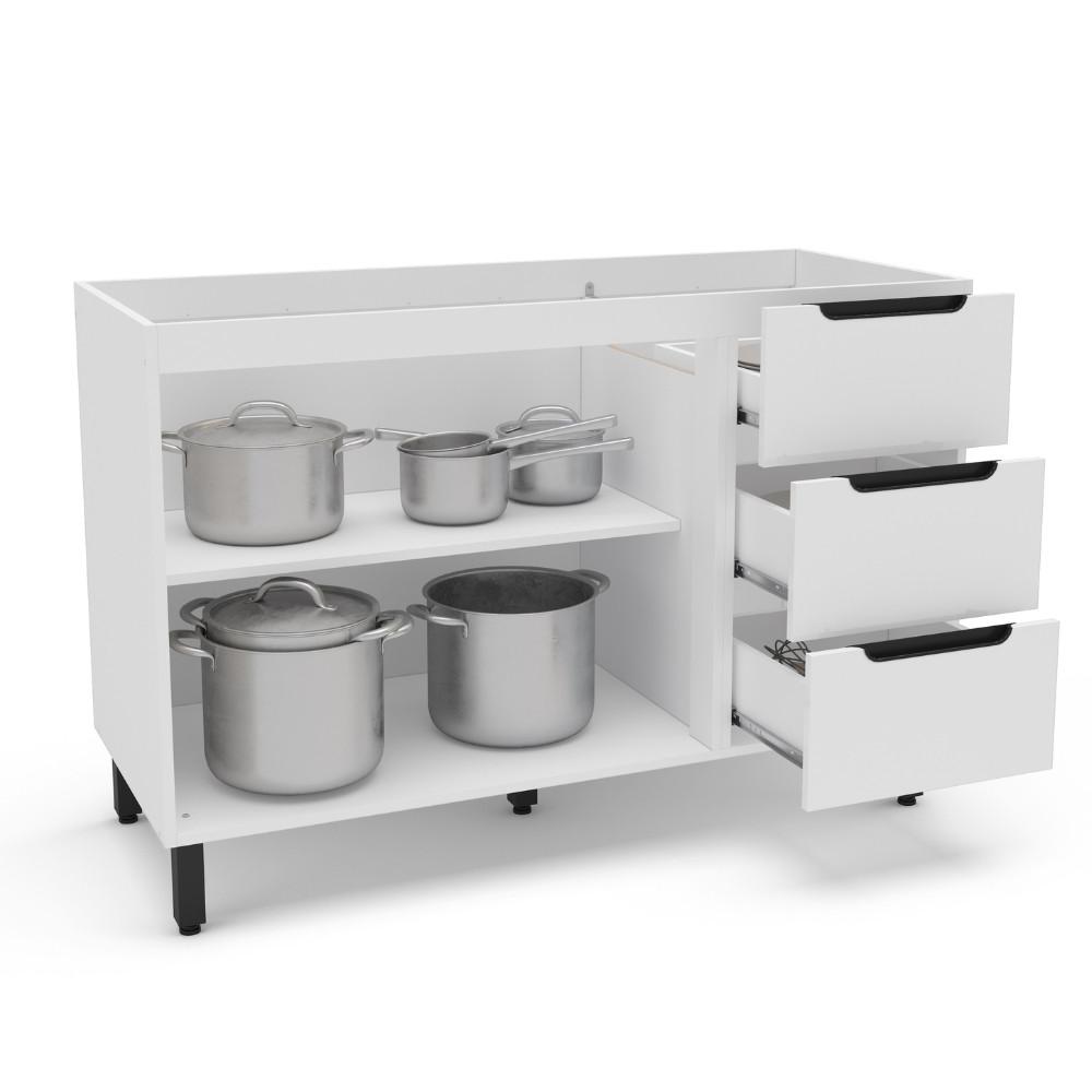 Balcão 2 Portas 3 Gavetas sem Tampo Meena Politorno Moveis - 2