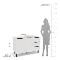 Balcão 2 Portas 3 Gavetas sem Tampo Meena Politorno Moveis - 3