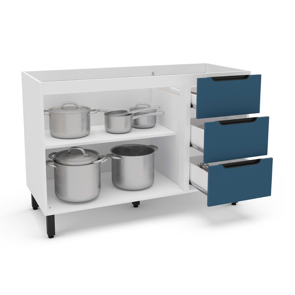 Balcão 2 Portas 3 Gavetas sem Tampo Meena Politorno Moveis - 2