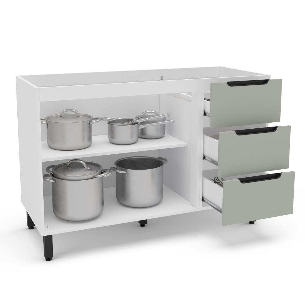 Balcão 2 Portas 3 Gavetas sem Tampo Meena Politorno Moveis - 2