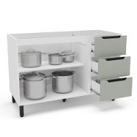 Balcão 2 Portas 3 Gavetas sem Tampo Meena Politorno Moveis - 2