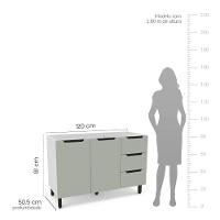 Balcão 2 Portas 3 Gavetas sem Tampo Meena Politorno Moveis - 3