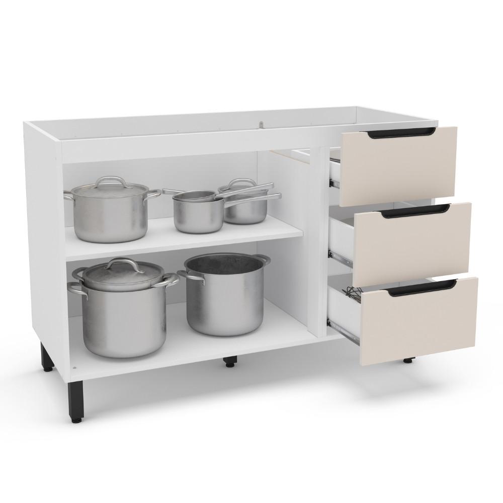 Balcão 2 Portas 3 Gavetas sem Tampo Meena Politorno Moveis - 2