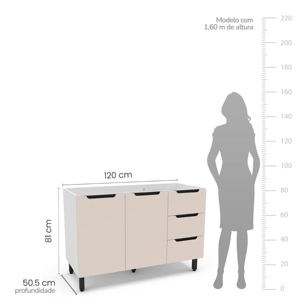Balcão 2 Portas 3 Gavetas sem Tampo Meena Politorno Moveis - 3